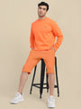 Mens Orange Premium Cotton Fleece Winter Shorts