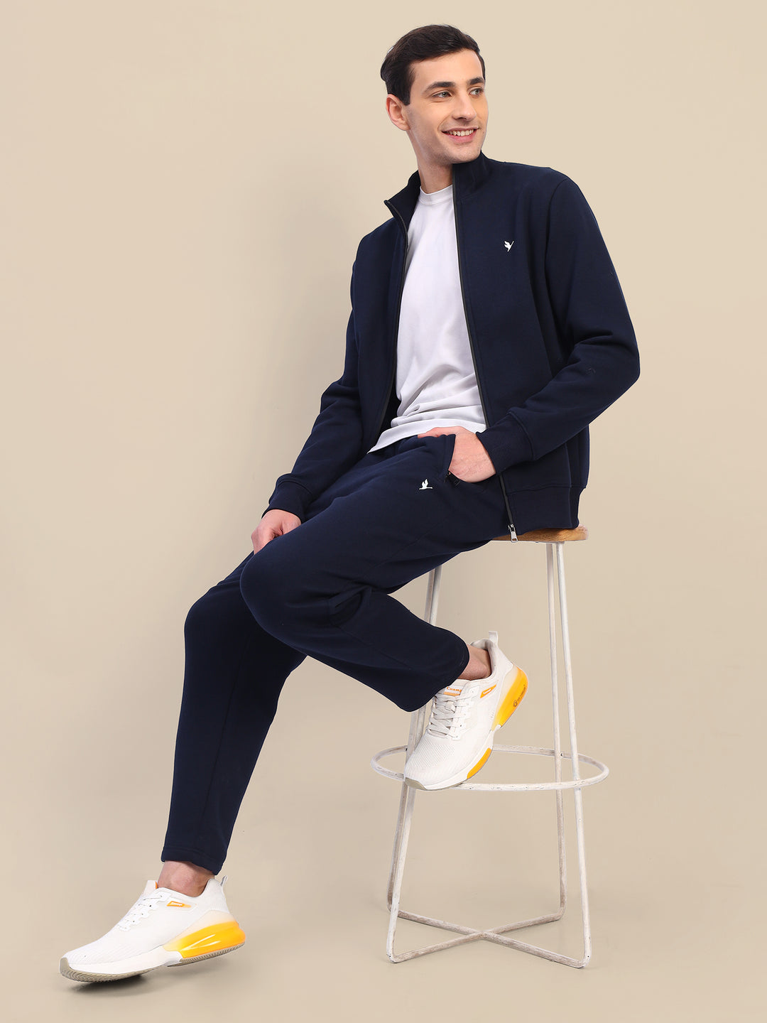 Amswan Men'S Navy Cord Set: Full Zipper Sweatshirt & Sweatpants For Ultimate Comfort And Style
