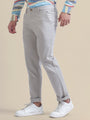 Casual Trousers Solid Cotton Lycra Smart Fit