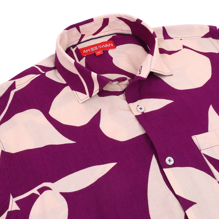 Women'S Premium Rayon Shirt With Purple Floral Print