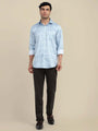 Men'S Poly Satin Lycra Mint Green Digital Printed Shirt