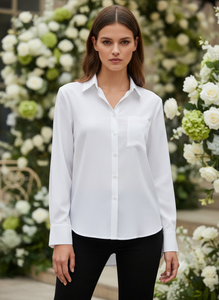 Elegant Women’s White Button-Down Shirt