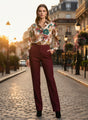 Banana Crepe Maroon C Pant