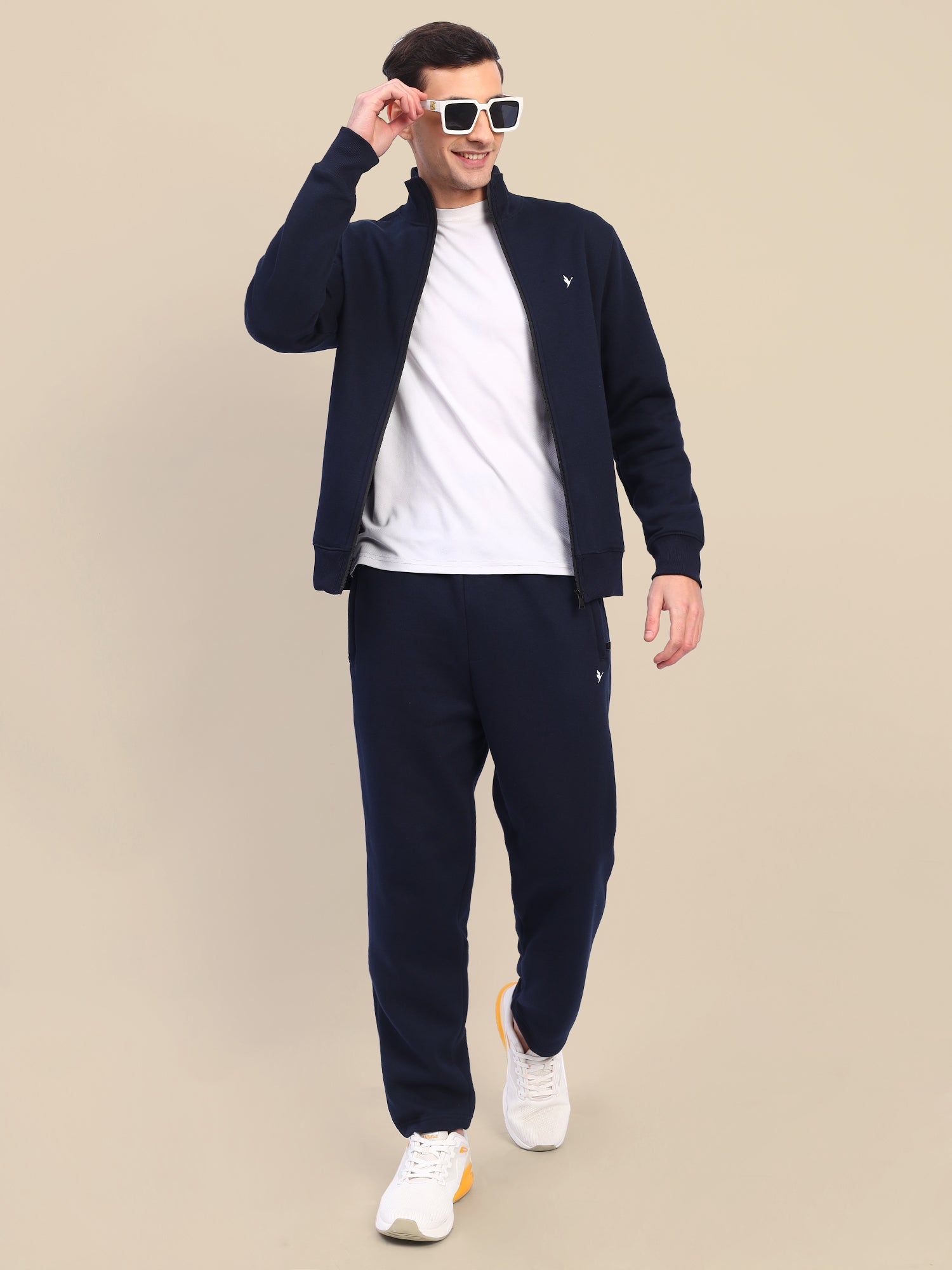 Amswan Men'S Navy Cord Set: Full Zipper Sweatshirt & Sweatpants For Ultimate Comfort And Style