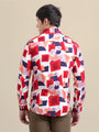 Men'S Premium Rayon Shirt With Red And Blue Print