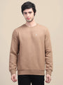 AMSWAN MEN'S BROWN SOLID COMFORT: PREMIUM COTTON SWEATSHIRT FOR TIMELESS STYLE AND COZY ELEGANCE