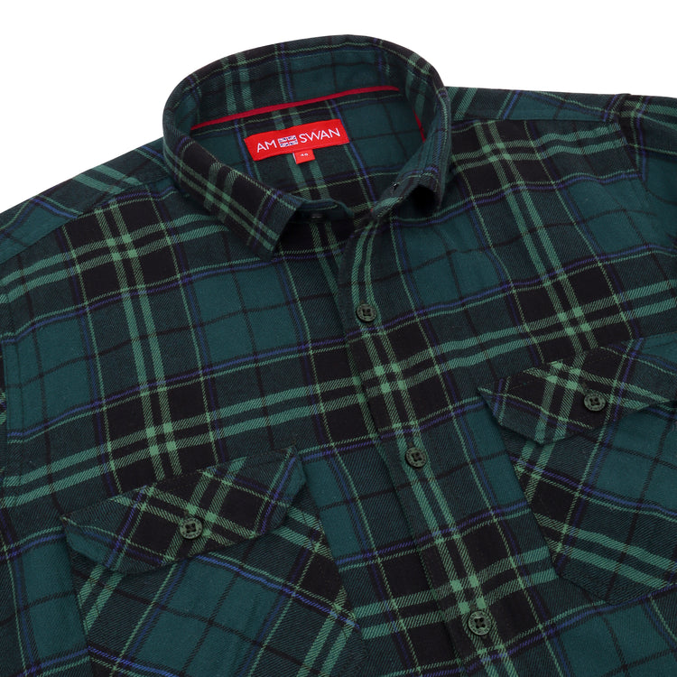 Premium Cotton Dark Green Plaid Flannel Shirt