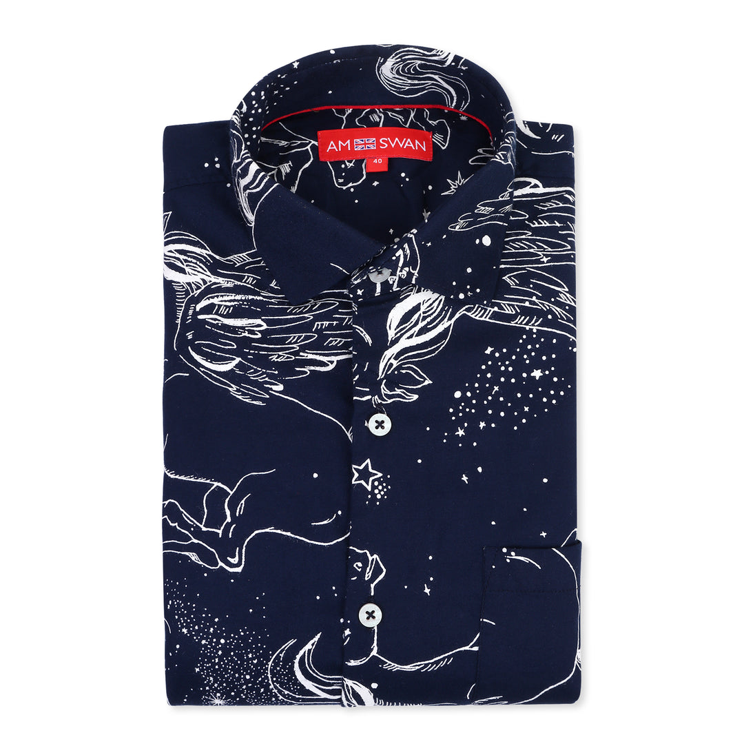 Amswan Premium Shirt With Spread Collar In Smart Fit And Printed Design For Men's