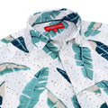 Women'S Rayon Shirt With Classic White & Green Tropical Print