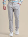Casual Trousers Solid Cotton Lycra Smart Fit
