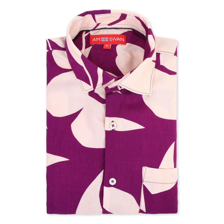 Women'S Premium Rayon Shirt With Purple Floral Print