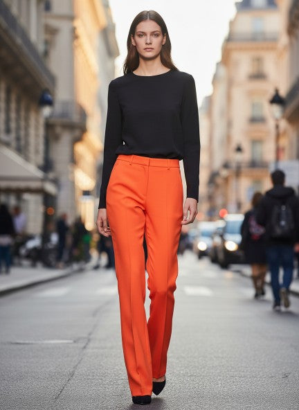 Banana Crepe Flame Straight Fit Flap Pocket Trouser