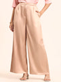 Luxury Satin Wide Leg Pants European Fabric  Peachy Pink Glam Look