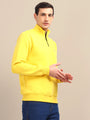 Amswan Men'S Yellow Solid Half-Zip Sweatshirt