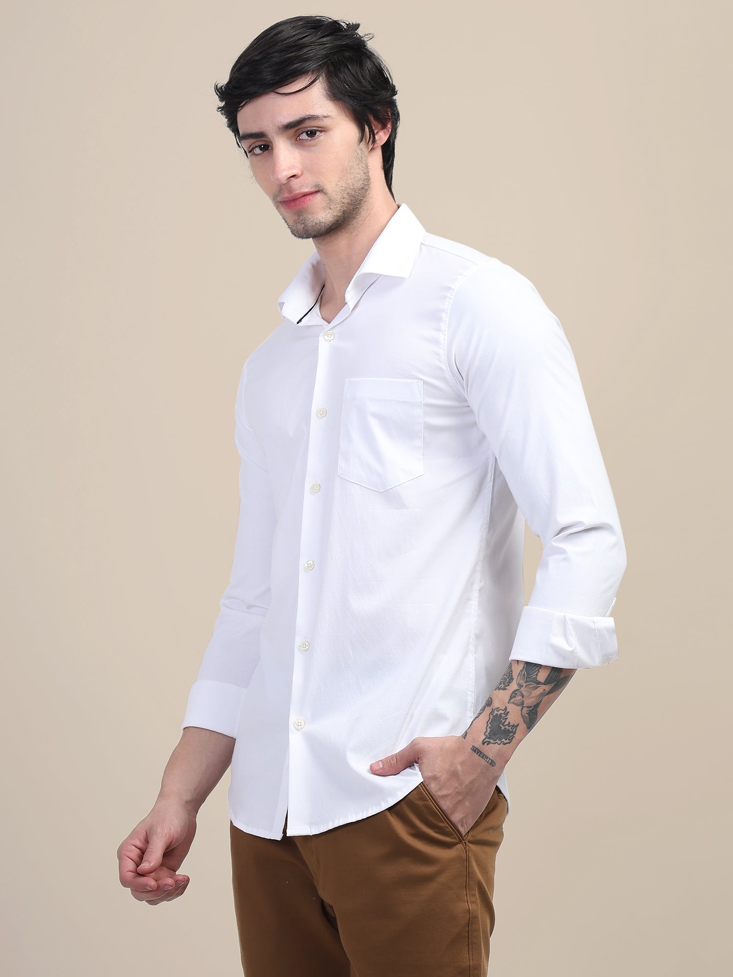 White Shirt With Premium Cotton Lycra
