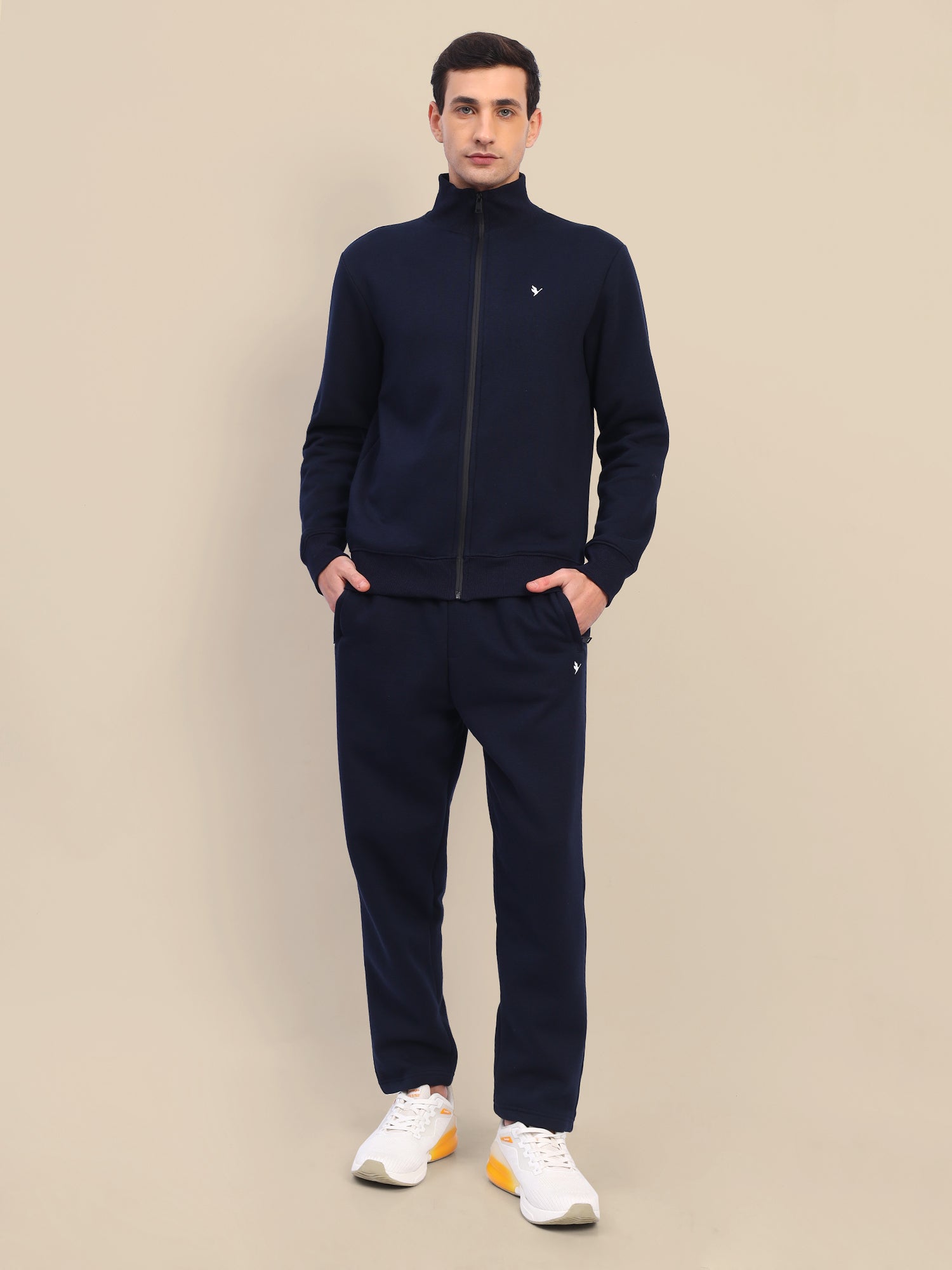 Amswan Men'S Navy Cord Set: Full Zipper Sweatshirt & Sweatpants For Ultimate Comfort And Style