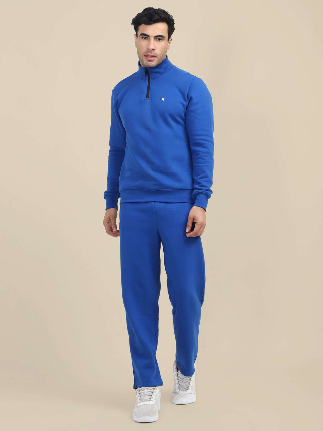 Amswan Men'S Blue Cord Set: Half Zipper Sweatshirt & Sweatpants For Ultimate Comfort And Style