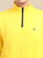 Amswan Men'S Yellow Solid Half-Zip Sweatshirt
