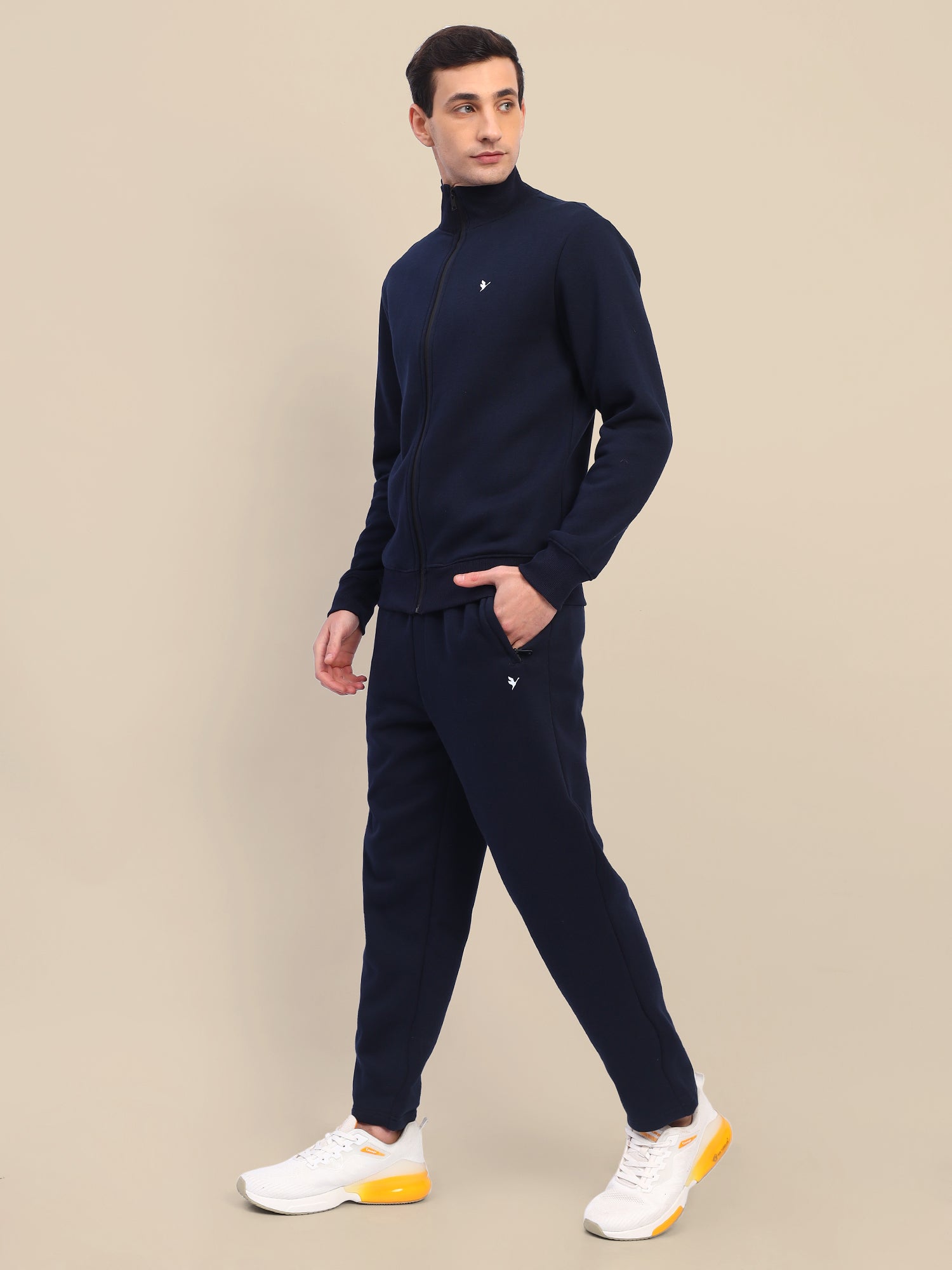 Amswan Men'S Navy Cord Set: Full Zipper Sweatshirt & Sweatpants For Ultimate Comfort And Style