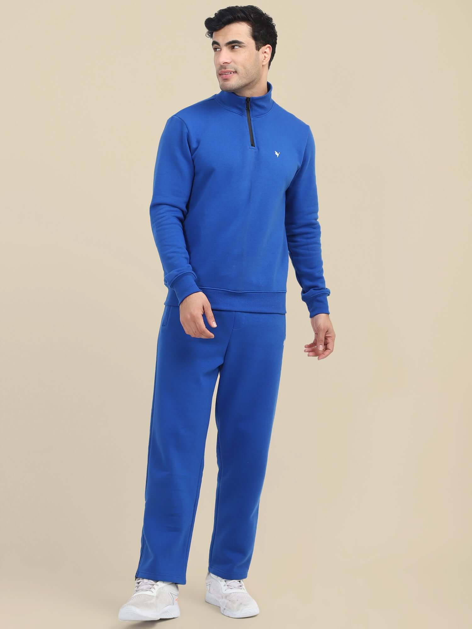Amswan Men'S Blue Cord Set: Half Zipper Sweatshirt & Sweatpants For Ultimate Comfort And Style