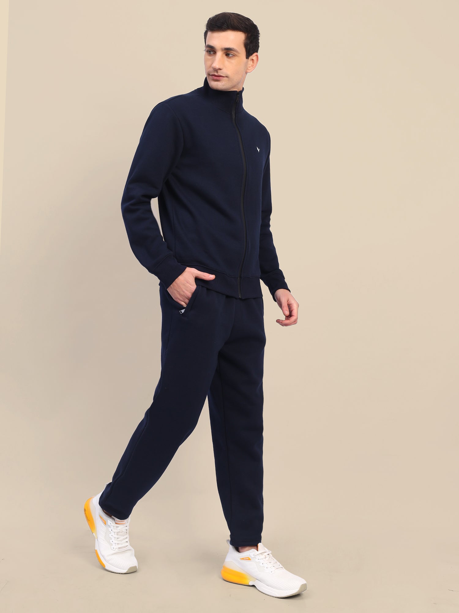Amswan Men'S Navy Cord Set: Full Zipper Sweatshirt & Sweatpants For Ultimate Comfort And Style