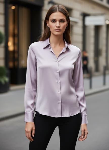 Lilac Regular Fit Summer Satin Shirt