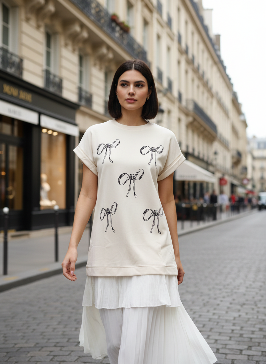 Parisian Bow Style T-Shirt