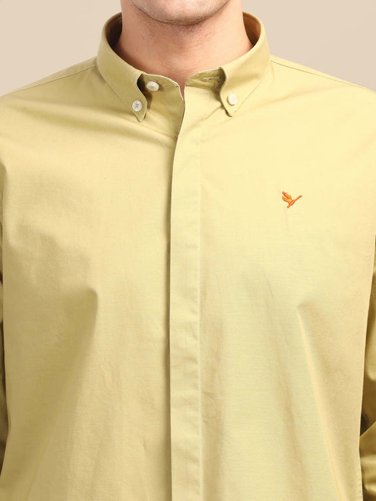 Pale Yellow Shirt With Premium Cotton Lycra