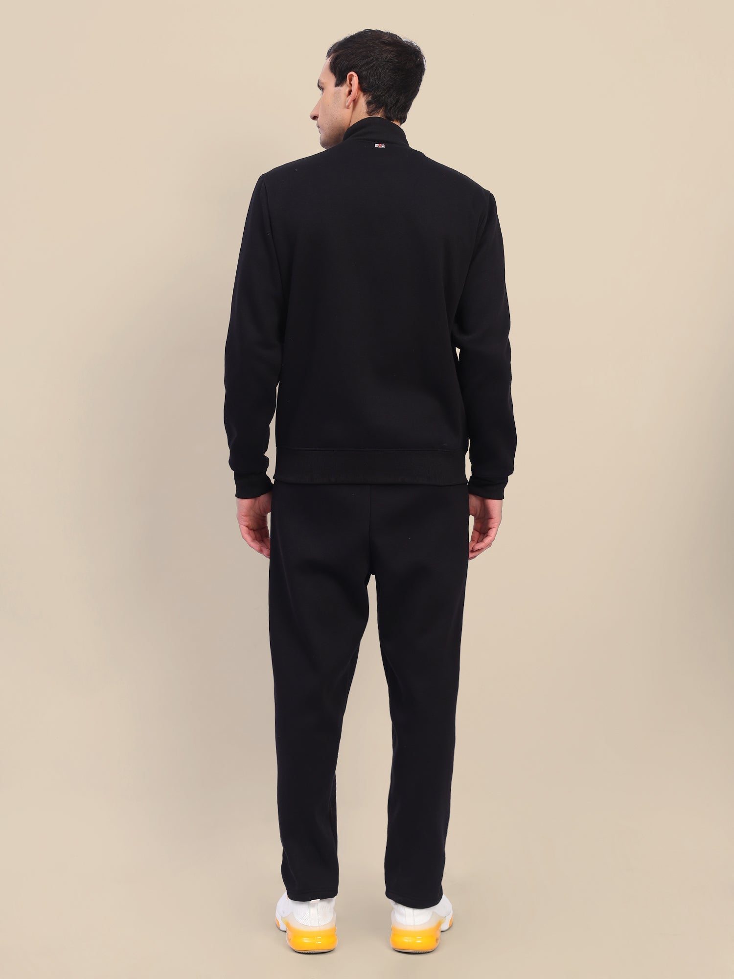 Amswan Men'S Black Cord Set: Full Zipper Sweatshirt & Sweatpants For Ultimate Comfort And Style