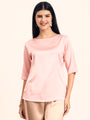 Women's Luxury Elegant Blush Pink European Satin Top