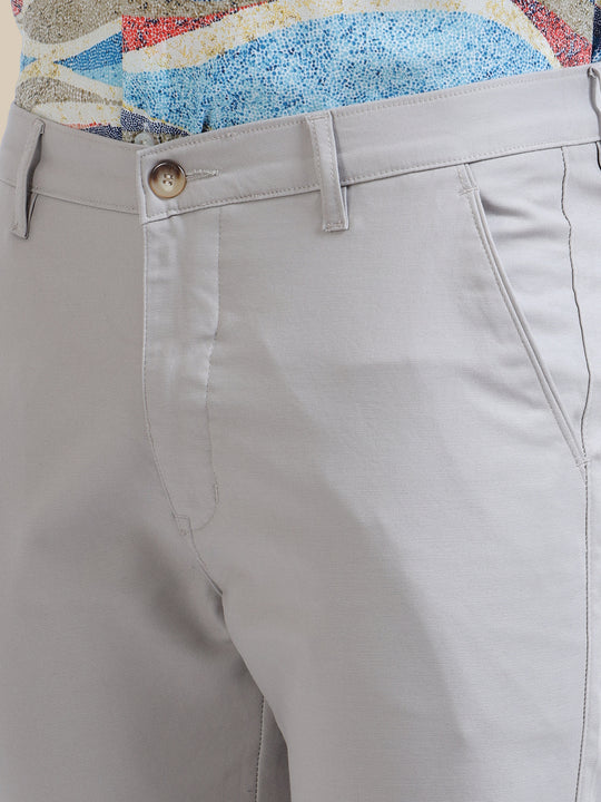 Casual Trousers Solid Cotton Lycra Smart Fit