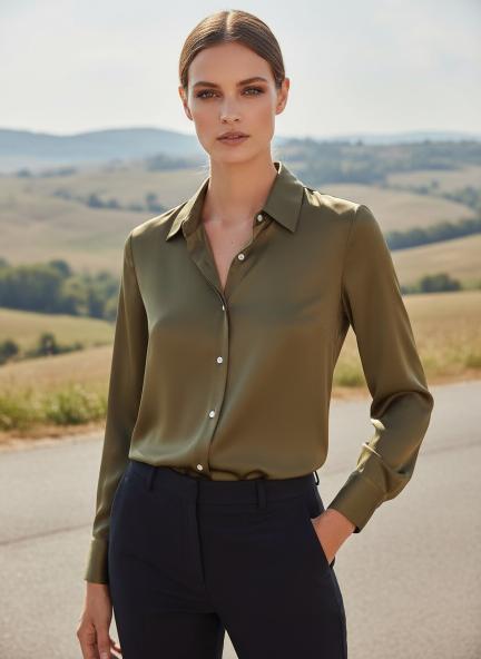 Bronze Regular Fit Summer Satin Shirt