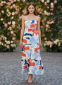 Premium American Crepe Digital Print  Shoulder Strap Maxi Dress With Slash Pocket