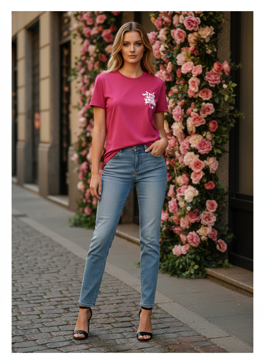 Hot Pink "We Are All Stars" Graphic Oversized T-Shirt