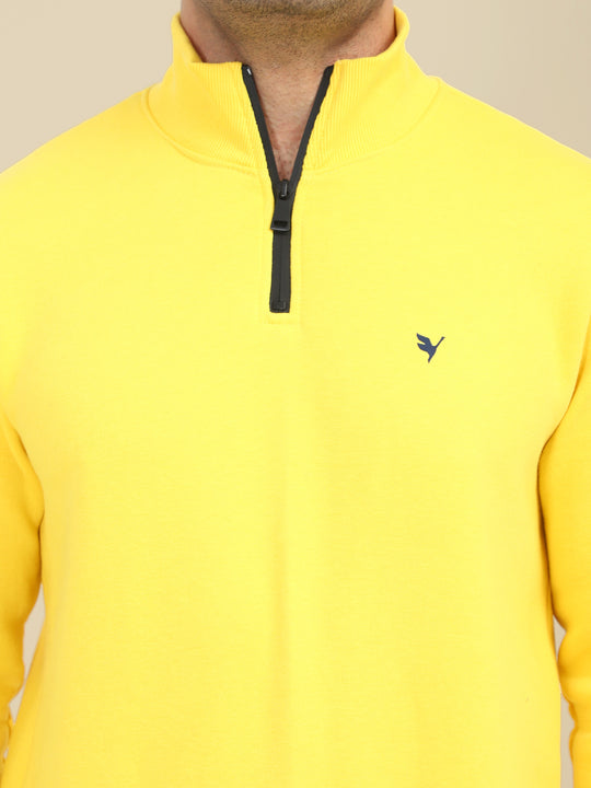 Amswan Men'S Yellow Cord Set: Half Zipper Sweatshirt & Sweatpants For Ultimate Comfort And Style