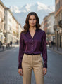 Deep Plum Regular Fit Summer Satin Shirt