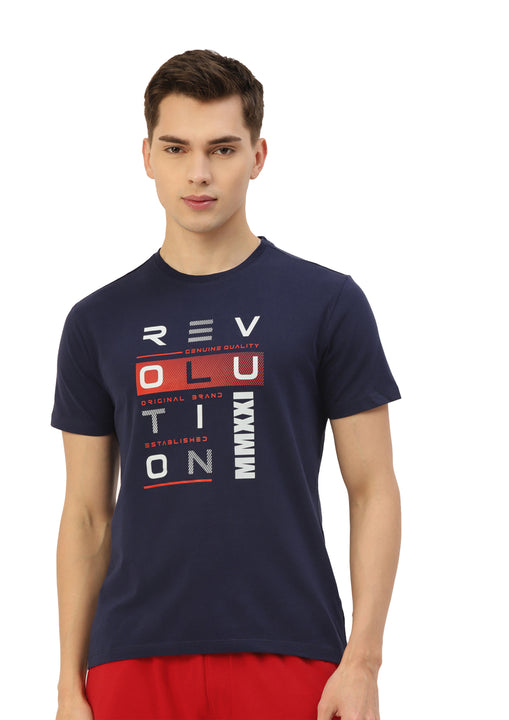 MENS PREMIUM COTTON LYCRA GRAPHIC HALF SLEEVE CREW NECK T-SHIRTS