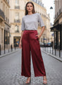 European Satin Regular Fit Flared Trouser