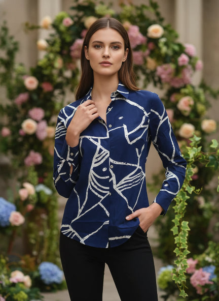 Women'S Premium Rayon Shirt With Abstract Print