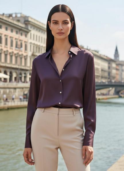 Walnut Regular Fit Summer Satin Shirt