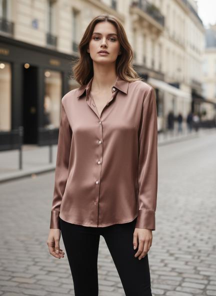 Cocoa Regular Fit Summer Satin Shirt