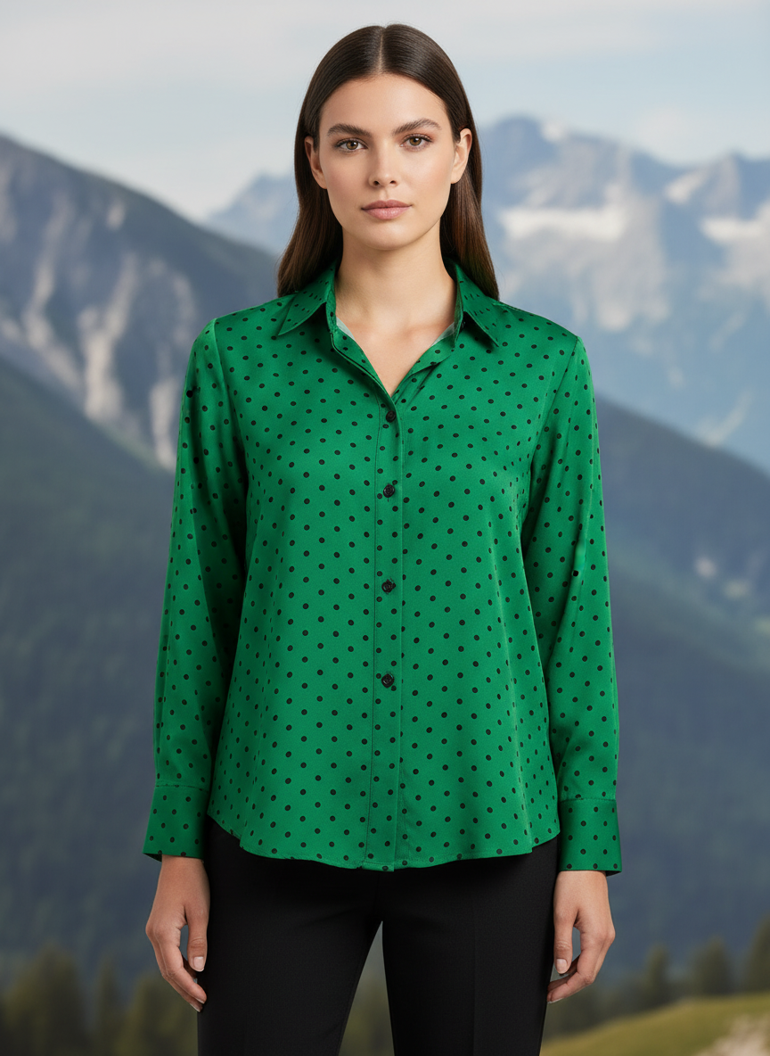Green Polka Dot Shirt for Women