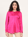 Summer Satin Magenta Front Pleated Tunic