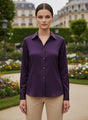 Tailored Fit European Satin Shirt With Pleated Placket