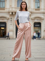 European Satin Flared Pleated Trouser