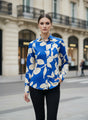 Women'S Premium Rayon Shirt With Blue Floral Print