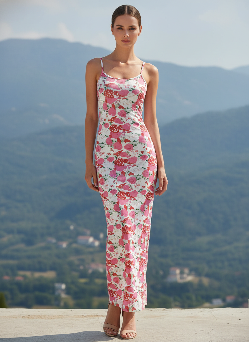 Elegant Floral Bodycon Maxi Dress for Women