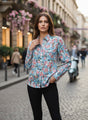 Satin Multicolour Regular Length Straight Hem Digital Print Shirt