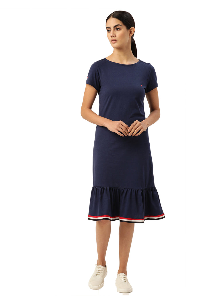 WOMENS PREMIUM COTTON HALF SLEEVE FLARED DRESSES