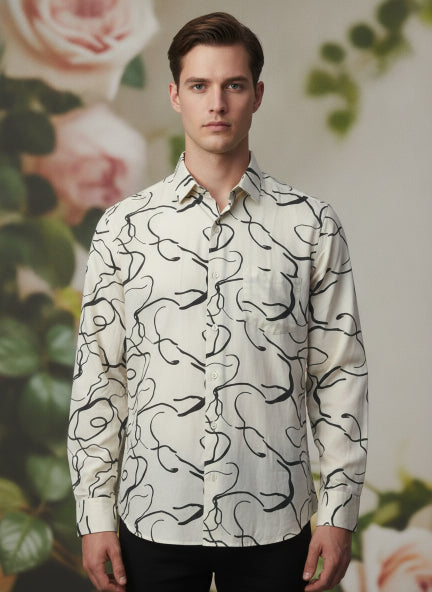 Men'S Premium Rayon Shirt With  Abstract Print